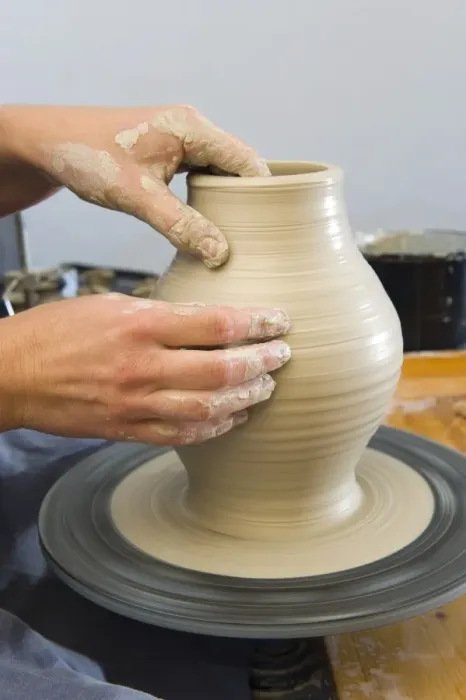 Framed Print : Ceramic artist working in her workshop with a potters wheel, turning a vase, Geisenhausen, Bavaria, Germany, Europe Framed Print : Ceramic artist working in her workshop with a potters wheel, turning a vase, Geisenhausen, Bavaria, Germany, Europe