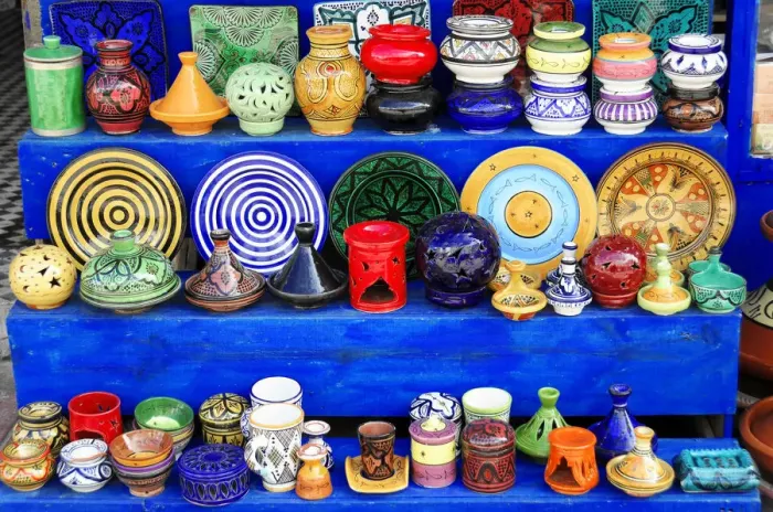 Framed Print : Ceramics, pottery, souvenirs, Essaouira, Morocco Framed Print : Ceramics, pottery, souvenirs, Essaouira, Morocco