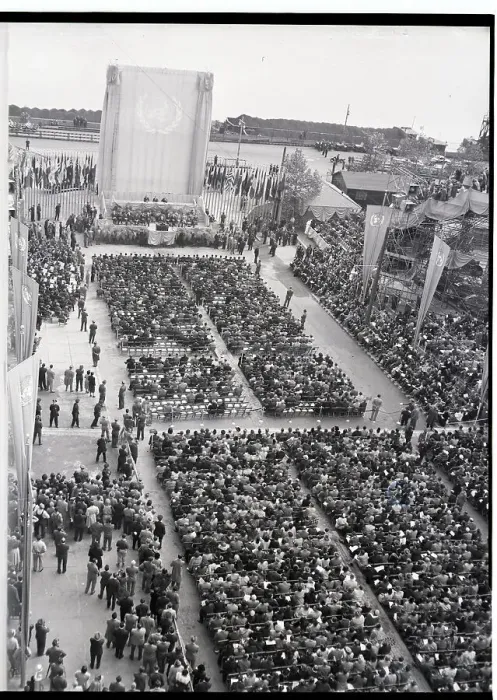 Framed Print : Ceremony For Cornerstone Laying; U.N Framed Print : Ceremony For Cornerstone Laying; U.N