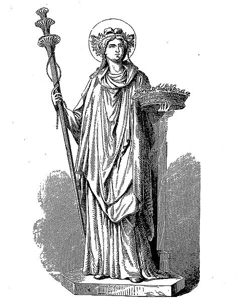 Ceres, the Roman goddess of agriculture and fertility and considered a lawgiver, after a mural in Pompeii, Italy, illustration from 1890, Historical, digital reproduction of an original 19th century artwork