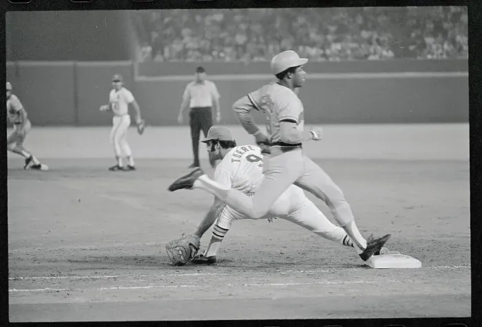 Framed Print : Cesar Cedeno Crossing First Base