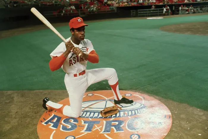 Framed Print : Cesar Cedeno Posing with Bat on Field Framed Print : Cesar Cedeno Posing with Bat on Field