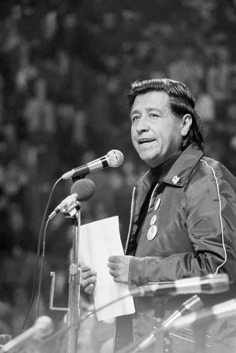 Framed Print : Cesar Chavez Speaking on Grape Boycott