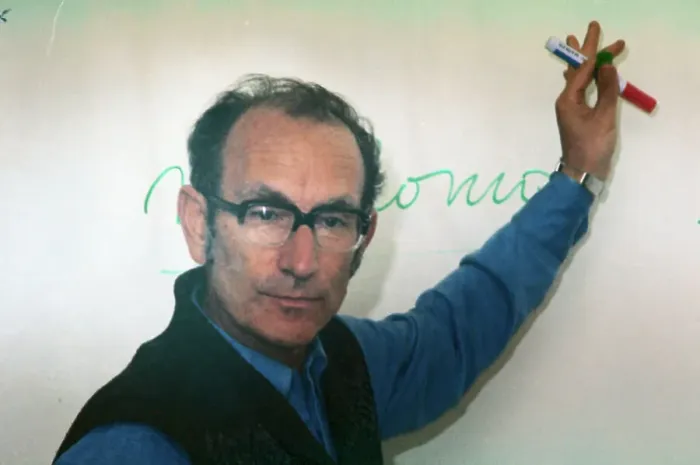 Framed Print : Cesar Milstein Writing on Whiteboard Framed Print : Cesar Milstein Writing on Whiteboard
