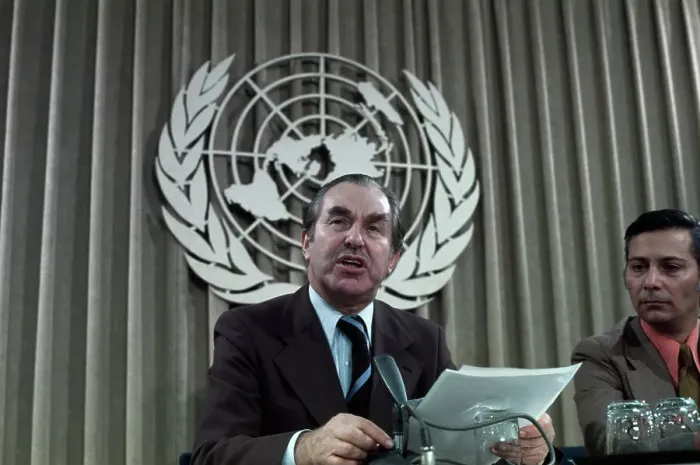 Framed Print : Chaim Herzog at United Nations Podium Framed Print : Chaim Herzog at United Nations Podium