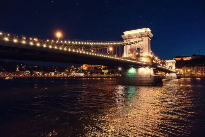 Framed Print : Chain Bridge in night - Budapest Framed Print : Chain Bridge in night - Budapest
