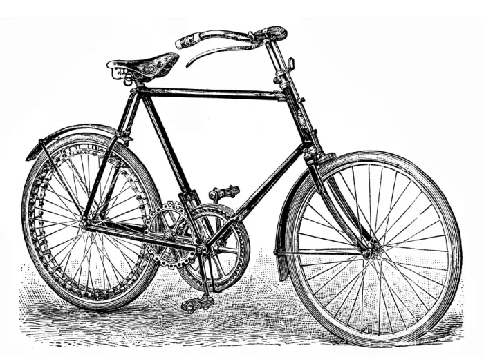 Framed Print : Chain-less bicycle with spur gear
