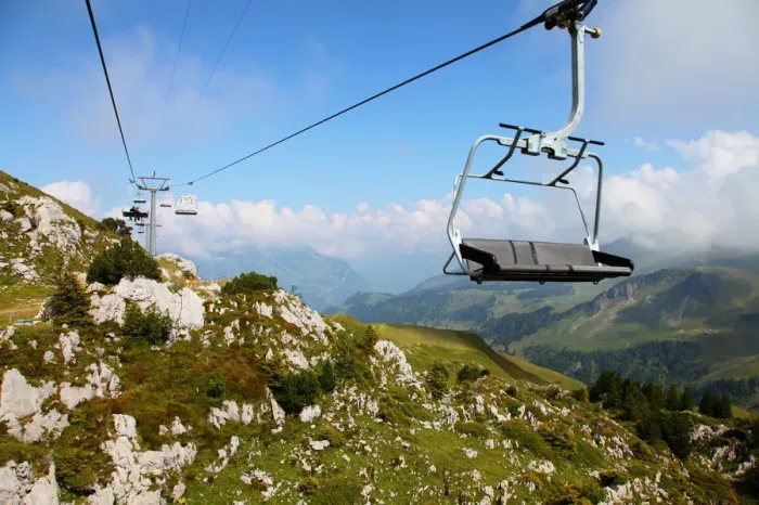 Framed Print : Chair lift over rocky mountainside Framed Print : Chair lift over rocky mountainside