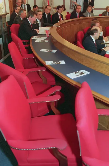 Framed Print : Empty Chairs at the Committee on Ways and Means Framed Print : Empty Chairs at the Committee on Ways and Means