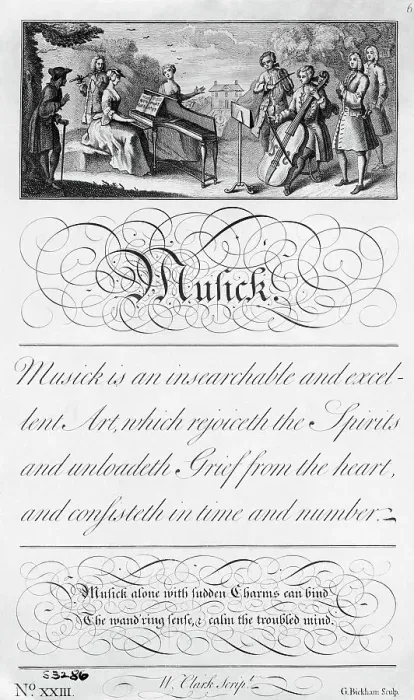 Framed Print : Chamber Music Group with Calligraphic Composition