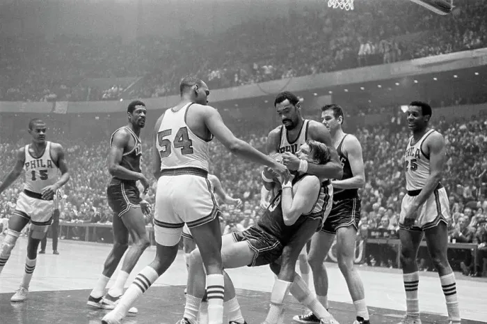 Framed Print : Chamberlain Taking Basketball from Nelson Framed Print : Chamberlain Taking Basketball from Nelson