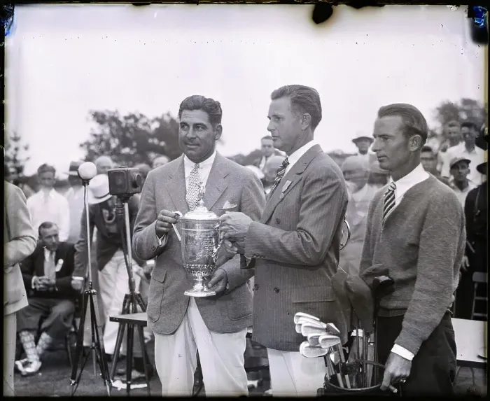 Framed Print : Champ Being Presented with Golf Trophy Framed Print : Champ Being Presented with Golf Trophy