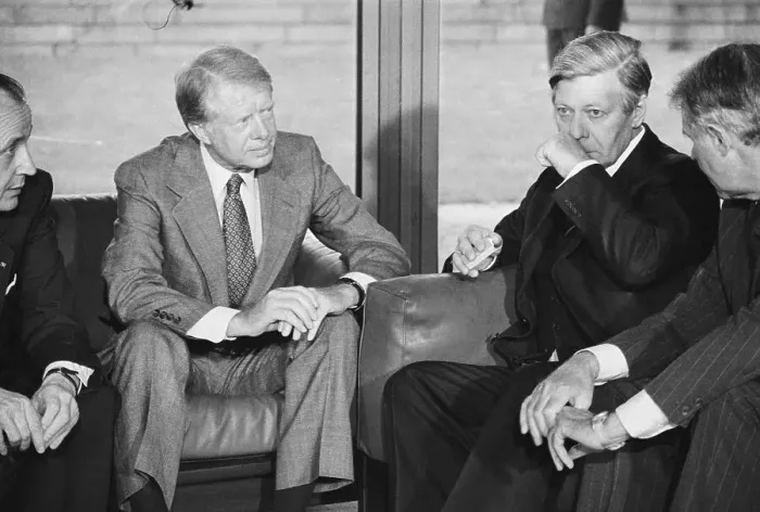 Framed Print : Chancellor Helmut Schmidt Entertaining His Guest Framed Print : Chancellor Helmut Schmidt Entertaining His Guest