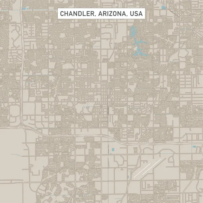 Framed Print : Chandler Arizona US City Street Map Framed Print : Chandler Arizona US City Street Map