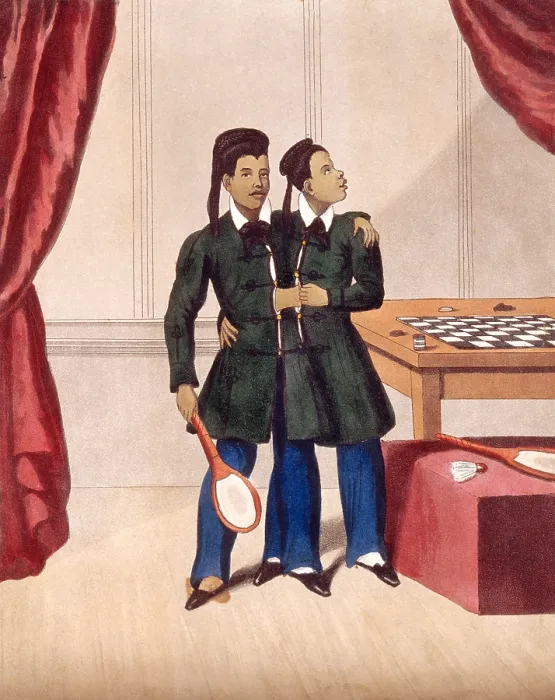 Framed Print : Chang and Eng in the Game Room Framed Print : Chang and Eng in the Game Room