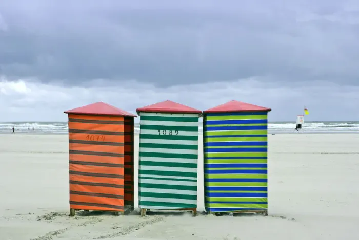Framed Print : Change cabins on a deserted beach of the North Sea at end of the holiday season, Juist, Lower Saxony, Germany, Europe Framed Print : Change cabins on a deserted beach of the North Sea at end of the holiday season, Juist, Lower Saxony, Germany, Europe