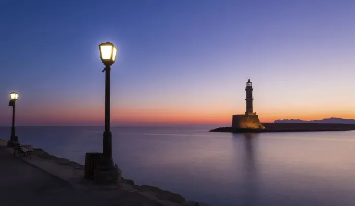 Framed Print : Chania lighthouse at sunrise, harbour, Chania, Crete, Greece Framed Print : Chania lighthouse at sunrise, harbour, Chania, Crete, Greece