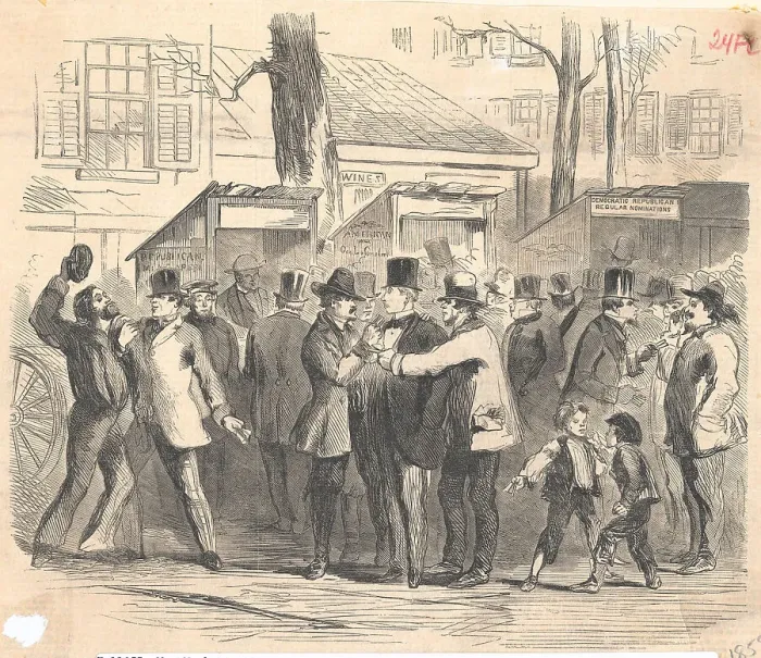 Framed Print : Chaos During Elections at Ticket Booth Framed Print : Chaos During Elections at Ticket Booth