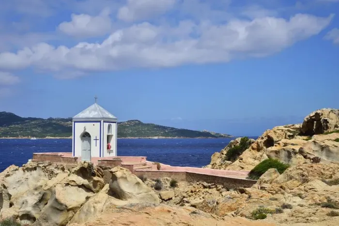 Framed Print : Chapel on the coast, Isola Spargi in back, Maddalena, National Park La Maddalena Framed Print : Chapel on the coast, Isola Spargi in back, Maddalena, National Park La Maddalena