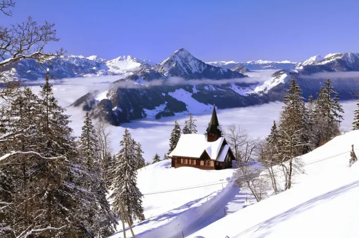 Framed Print : Chapel in winter with view on the Hochflue and the Central Swiss Alps, Haggenegg, Canton of Schwyz, Switzerland Framed Print : Chapel in winter with view on the Hochflue and the Central Swiss Alps, Haggenegg, Canton of Schwyz, Switzerland