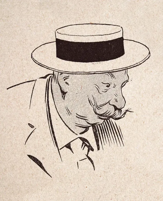 Framed Print : Character sketch of mature man with bushy moustache wearing boater hat, French 1890s, 19th Century Framed Print : Character sketch of mature man with bushy moustache wearing boater hat, French 1890s, 19th Century