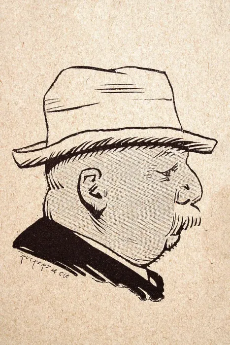 Framed Print : Character sketch of mature man with bushy moustache wearing hat, French 1890s, 19th Century