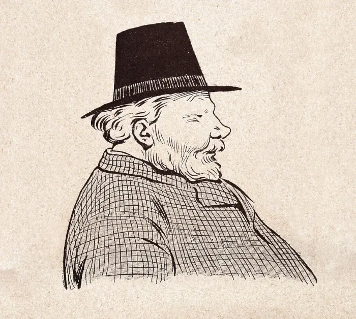 Framed Print : Character sketch of mature man wearing Capotain or pilgrim hat, French 1890s, 19th Century Framed Print : Character sketch of mature man wearing Capotain or pilgrim hat, French 1890s, 19th Century