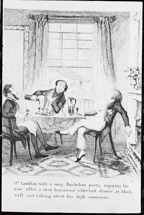 Framed Print : Characters Lounging and Conversing at Party Framed Print : Characters Lounging and Conversing at Party