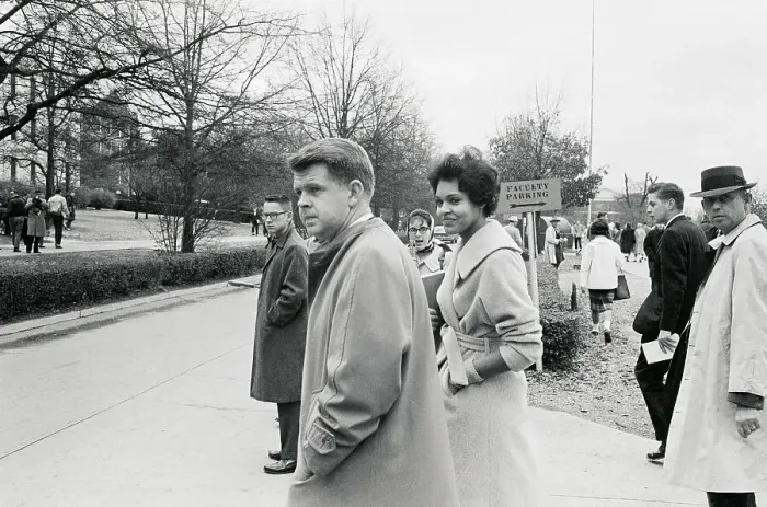 Framed Print : Charlayne Hunter Returning to School Framed Print : Charlayne Hunter Returning to School