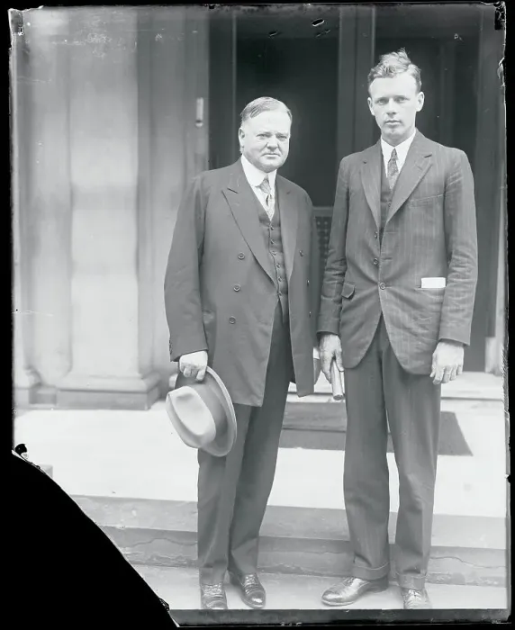 Framed Print : Charles A. Lindbergh Posing Next to Herbert Hoover Framed Print : Charles A. Lindbergh Posing Next to Herbert Hoover