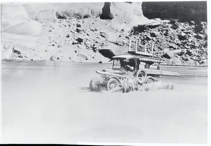 Framed Print : Charles and Anne Lindbergh Expedition Car in Muddy Water Framed Print : Charles and Anne Lindbergh Expedition Car in Muddy Water