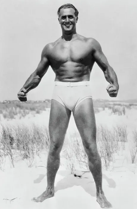 Framed Print : Charles Atlas Flexing Muscles on Beach Framed Print : Charles Atlas Flexing Muscles on Beach