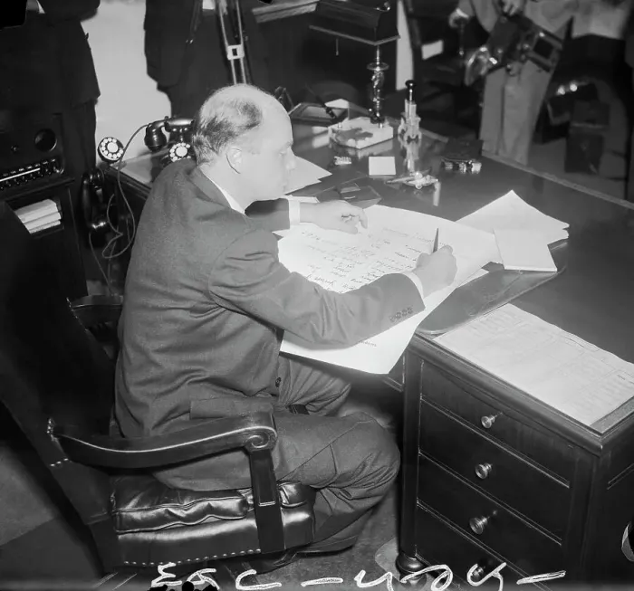 Framed Print : Charles Attel at His Desk Framed Print : Charles Attel at His Desk