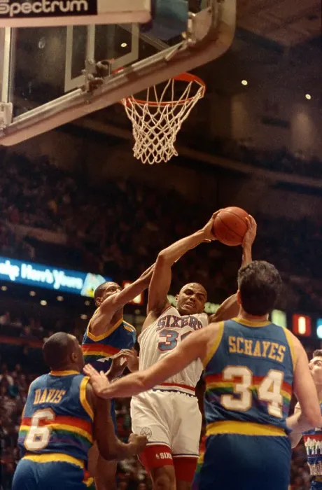 Framed Print : Charles Barkley and Dan Schayes Battling for Rebound Framed Print : Charles Barkley and Dan Schayes Battling for Rebound