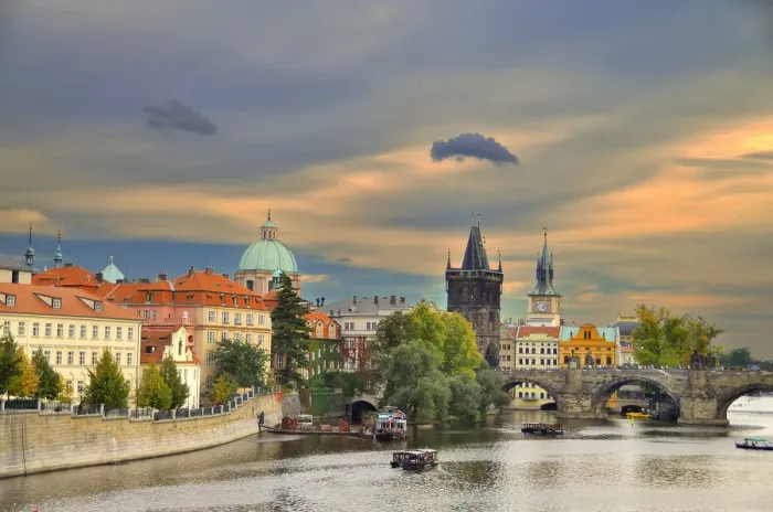 Framed Print : Charles Bridge and the Powder Tower at dusk Prague Framed Print : Charles Bridge and the Powder Tower at dusk Prague