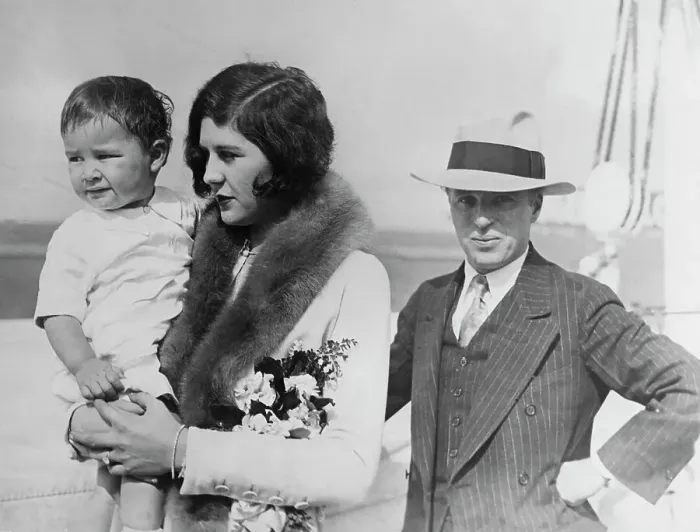 Framed Print : Charles Chaplin Departing with Wife and Son Framed Print : Charles Chaplin Departing with Wife and Son