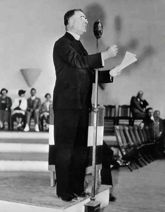 Framed Print : Charles Coughlin Addressing Automobile Workers Framed Print : Charles Coughlin Addressing Automobile Workers