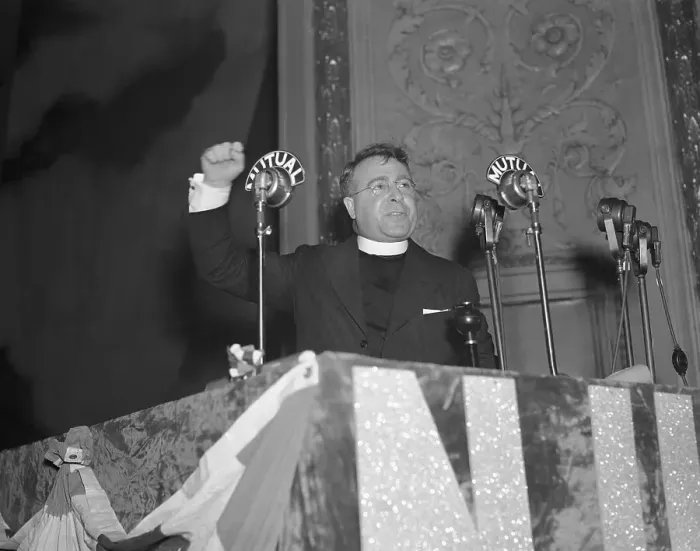 Framed Print : Charles Coughlin Speaking at Podium