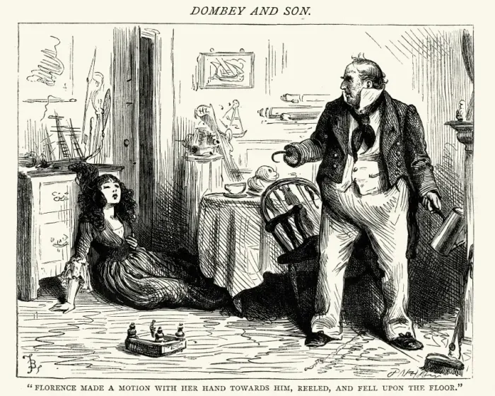 Framed Print : Charles Dickens - Dombey and Son, Florance fell Framed Print : Charles Dickens - Dombey and Son, Florance fell