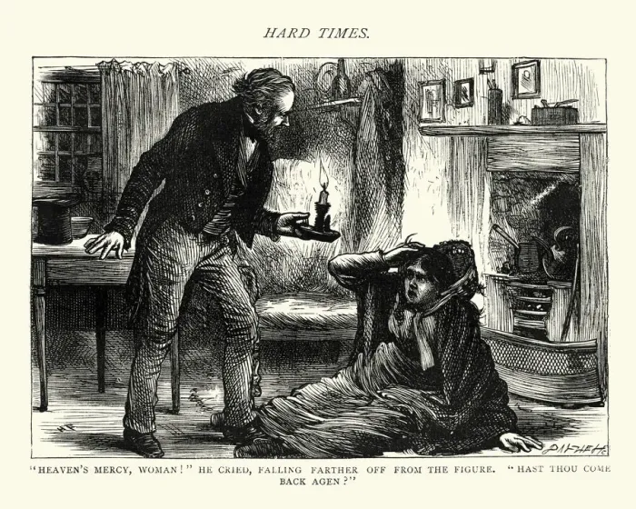 Framed Print : Charles Dickens Hard Times Heavens mercy, woman