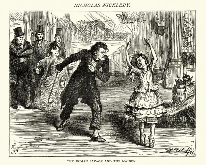 Framed Print : Charles Dickens, Nicholas Nickleby, Indian savage and the maiden Framed Print : Charles Dickens, Nicholas Nickleby, Indian savage and the maiden