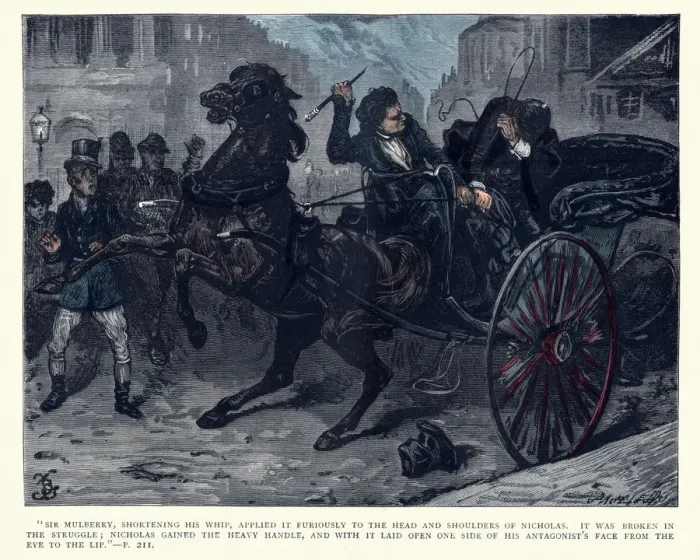 Framed Print : Charles Dickens, Nicholas Nickleby, Sir Mulberry, shortening his whip Framed Print : Charles Dickens, Nicholas Nickleby, Sir Mulberry, shortening his whip