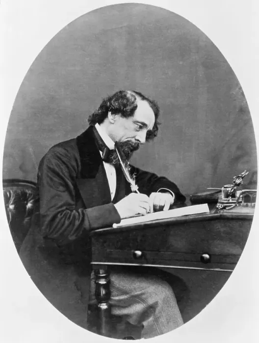 Framed Print : Charles Dickens Sitting at Desk Framed Print : Charles Dickens Sitting at Desk