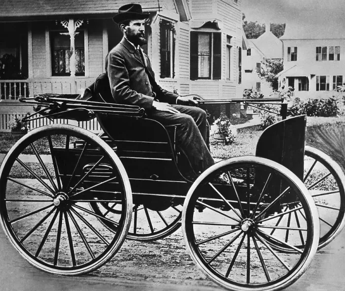Framed Print : Charles Duryea in His Third Car Framed Print : Charles Duryea in His Third Car
