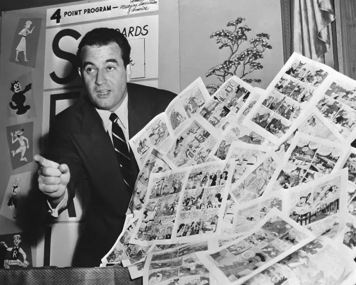 Framed Print : Charles F. Murphy Discussing Comic Books Display