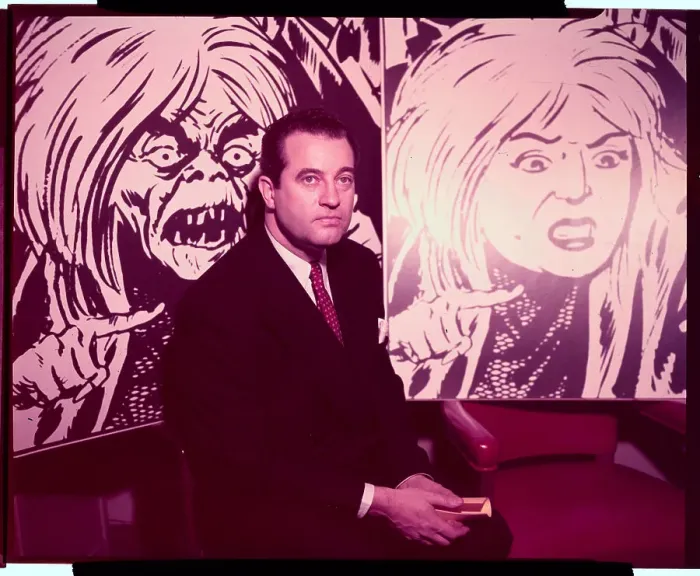 Framed Print : Charles F. Murphy Sitting in Front of Large Posters Framed Print : Charles F. Murphy Sitting in Front of Large Posters