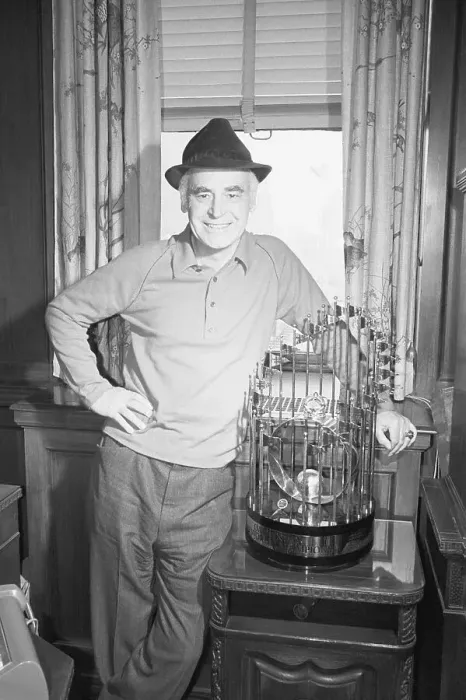 Framed Print : Charles Finley with a World Series Trophy Framed Print : Charles Finley with a World Series Trophy