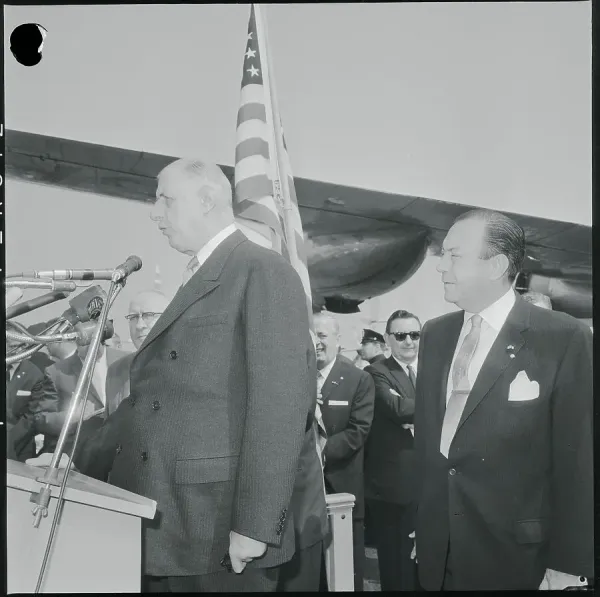 Charles de Gaulle Giving a Speech Print, New York City, 1958. Art