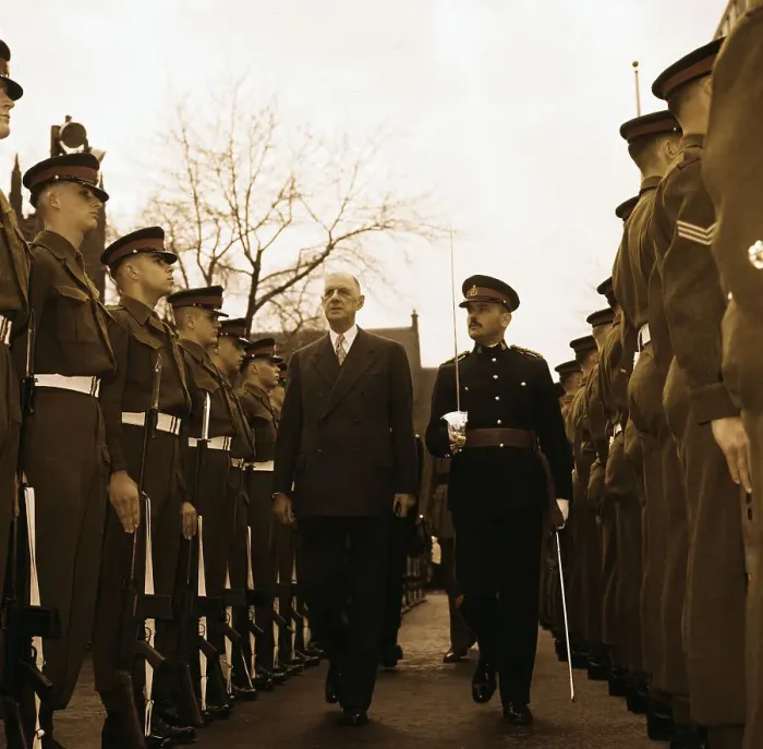 Framed Print : Charles de Gaulle Inspecting Honor Guard Framed Print : Charles de Gaulle Inspecting Honor Guard