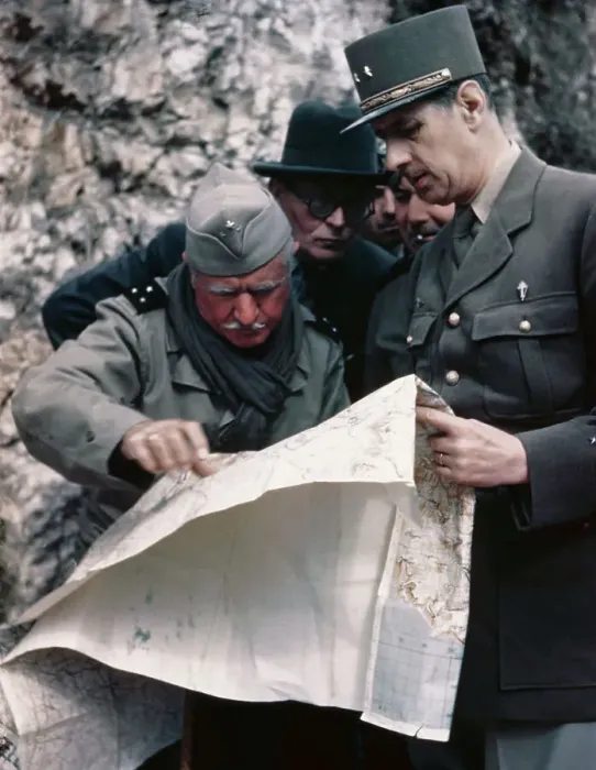 Framed Print : Charles de Gaulle Looking Over Map Framed Print : Charles de Gaulle Looking Over Map